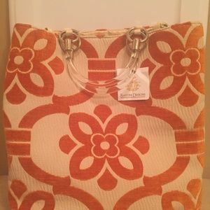 Baxter Designs Large Stencil Velvet Orange Tote